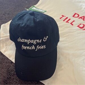 Kate Spade Black 'champagne & french fries' Embroidered Baseball Cap